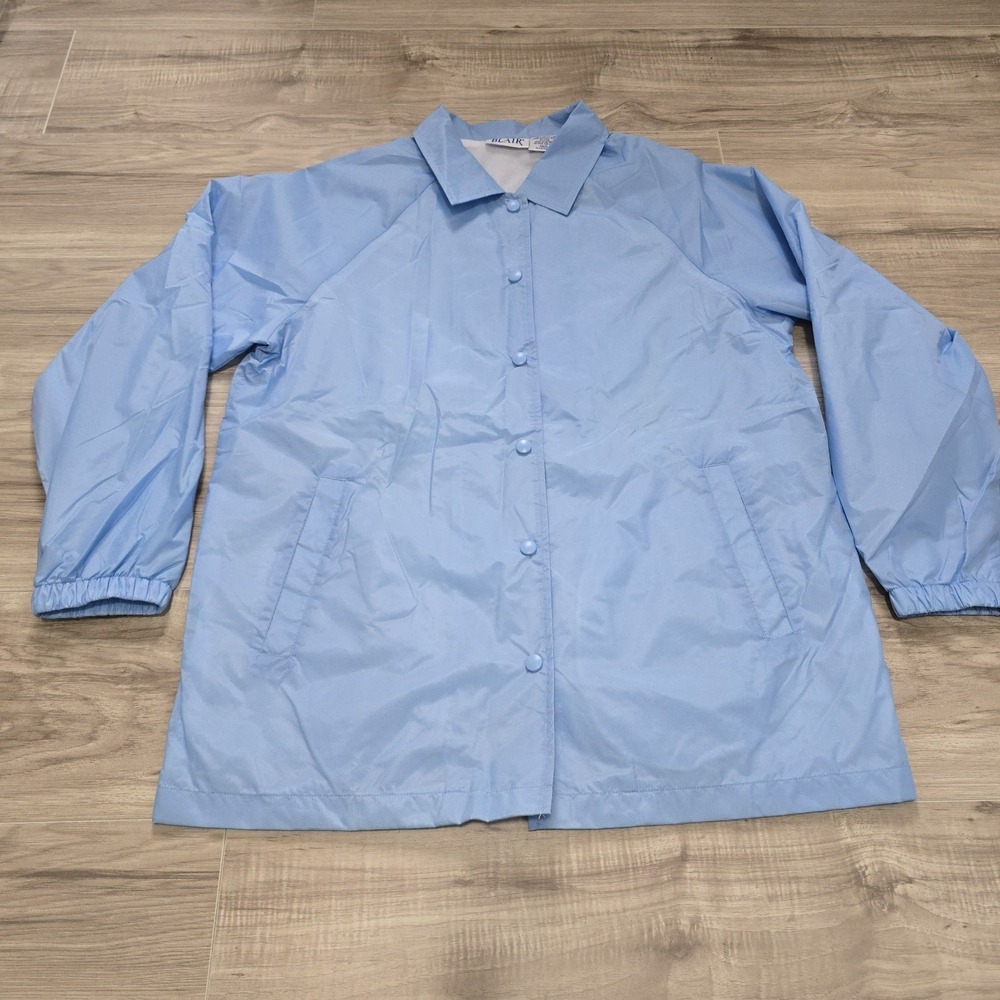 Vintage Blair Windbreaker Jacket Medium Mens 80s Baby Blue Button Bomber